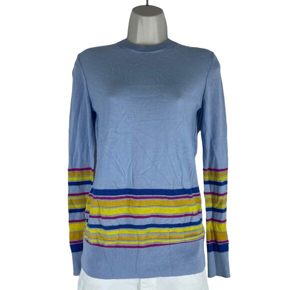 Derek Lam 10 Crosby Cashmere Silk Blend Striped Sweater Blue Size XS - Picture 1 of 8